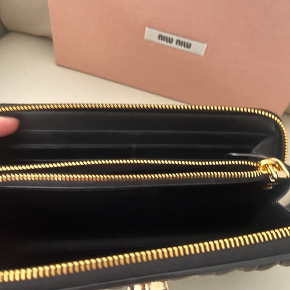 COPY - NWT Authorities Rare Miu Miu Black Quilted Leather Zipped Wallet with Cr… - Picture 7 of 10